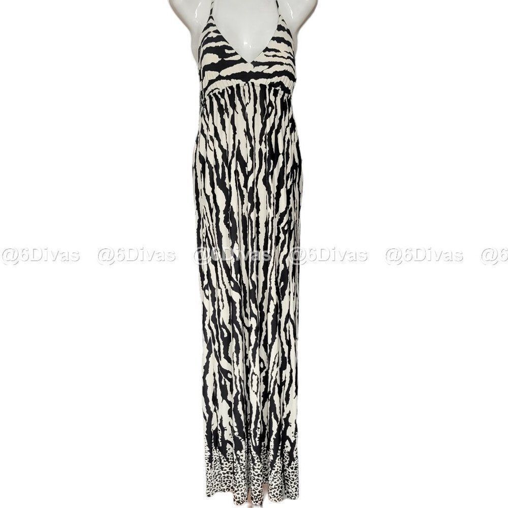 Zebra Print Halter Maxi Dress Size S   Size L